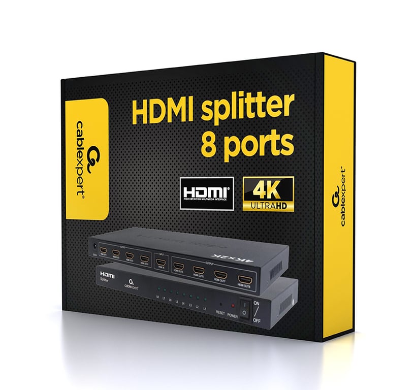 Gembird DSP 8PH4 03 HDMI Splitter 8x HDMI 1920x1080 Acier - vue 3