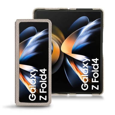 Coque cuir Samsung Galaxy Z Fold4 - Seconde peau - Gris - Cuir saffiano