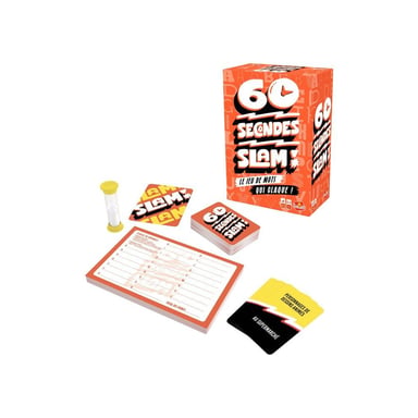 Jeu de société 60 Seconds Slam Goliath, jeu de rapidité et de mots, partie chronométrée 60 secondes, de 2 à +10 joueurs, dès 10 ans, Noir, Blanc, Orange