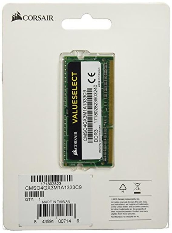Corsair Value Select SO DIMM 4 Go DDR3 1333 MHz - vue 4