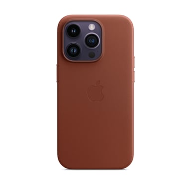 Coque en cuir avec MagSafe pour iPhone 14 Pro Ambre