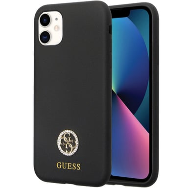 Étui Guess 4G Logo Strass pour iPhone 11/XR, noir