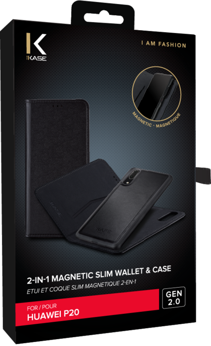 Étui et Coque slim magnétique 2-en-1 GEN 2.0 pour Huawei P20, Noir