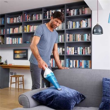 Black & Decker WDC115WA aspiradora de mano Azul, Blanco Sin bolsa