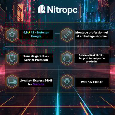 PC Gamer complet Nitropc Pack Nitro Plus - Intel i9-12900KF, RTX 5070 12Go, RAM 32Go, M.2 1TB, Win11Pro, WiFi - Écran 27'' 2K curvo et accessoires