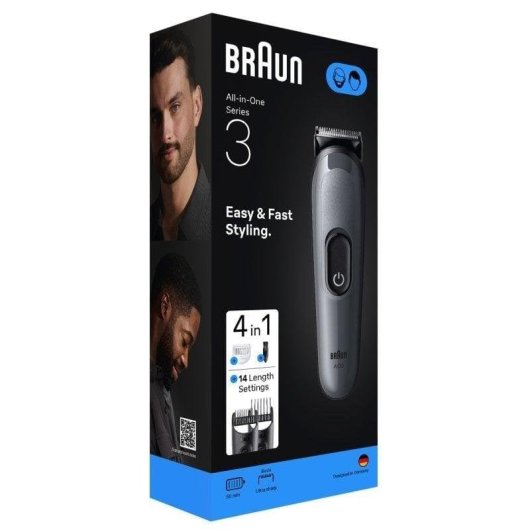 Tondeuse Tête Braun AIO3500 Sans Fil 50min Sec 14 Réglages Peigne Guide - vue 3