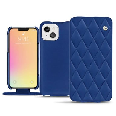 Housse cuir Apple iPhone 13 mini -  - Bleu - Cuir lisse couture