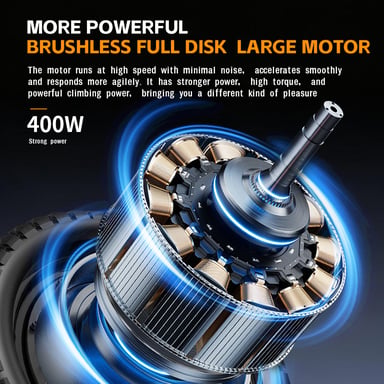 Bicicletta Elettrica T11 | Motore 400W | Batteria 48V 7.8Ah | Pnei da 14*2.125 PolliciT | Velocità Massima 25 km/h | Autonomia 60 km