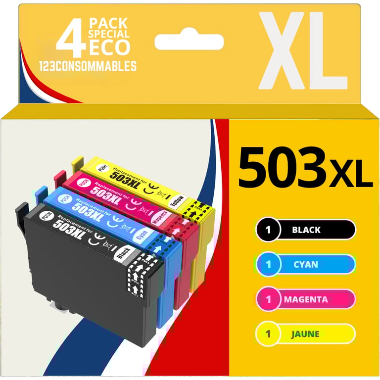 123CONSOMMABLES 503XL Cartouches d'encre Compatible pour Epson 503 pour Epson Expression Home XP 5200 XP 5205 Workforce WF 2960DWF WF 2965DWF Pack de 12 Neuf