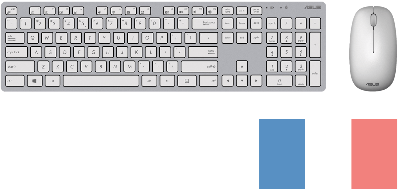 Clavier et souris sans fil W5000 gris et blanc