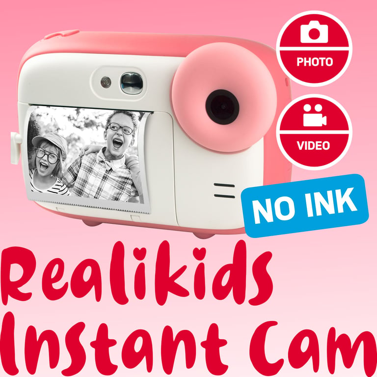 AGFA PHOTO Pack Realikids Instant Cam + 3 rouleaux Papier Thermique ATP3WH supplémentaires - Appareil Photo Instantané Enfant, Ecran LCD 2,4', Batterie Lithium, Miroir Selfie et filtre photo - Rose