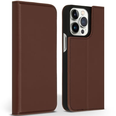 Accezz Étui de télephone Slim Folio en cuir de qualité supérieure pour Apple iPhone 13 Pro - Marron