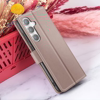 Zanaé Funda tipo cartera para Galaxy S24 con función de soporte y lengüeta magnética Topo