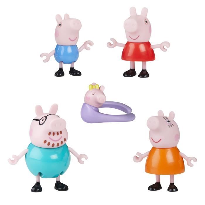Peppa Pig Peppa et sa famille de 5, coffret de figurines, jouets préscolaires pour filles et garçons, des 3 ans - Neuf