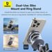 Baseus PrimeTrip support per telefono 2 in 1 per bicicletta / scooter / moto con anello supporto - Magnetico - Universale - Cosmic Black