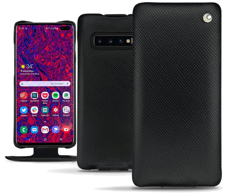 Housse cuir Samsung Galaxy S10+ - Rabat verticalNoir