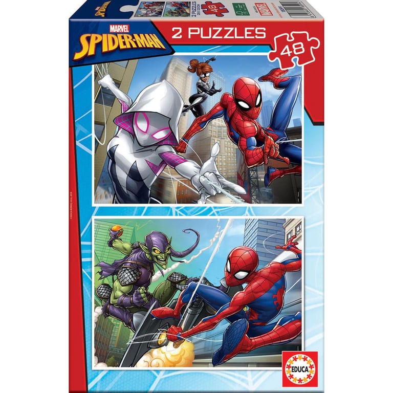 Ensemble de Puzzles Spider Man 2 Puzzles de 48 Pièces Marvel Neuf