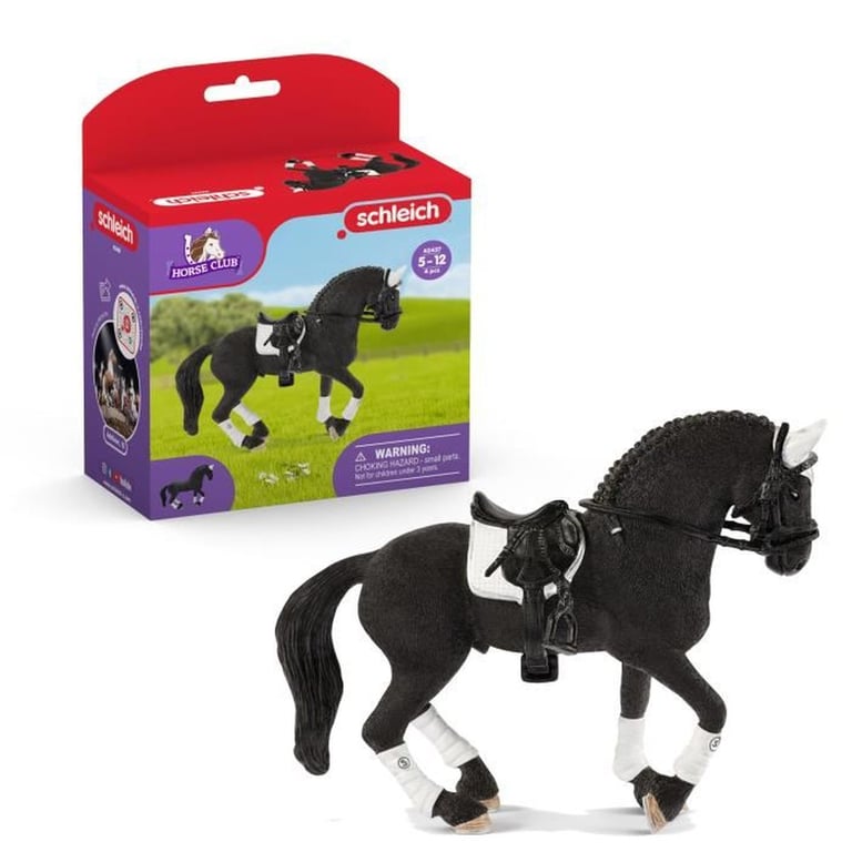 Figurine cheval Schleich Horse Club Étalon Frison concours équestre 42457 avec accessoires Multicolore - Neuf