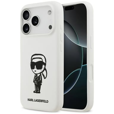 Karl Lagerfeld Silicone Karl Sketch & Logo custodia MagSafe per iPhone 17 Pro bianca