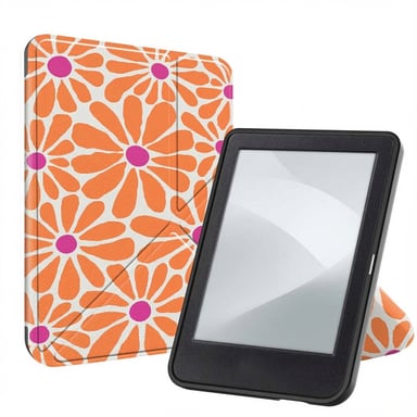 imoshion Étui de liseuse portefeuille design Pliable pour Kobo Clara Colour / BW - Orange Flowers Connect