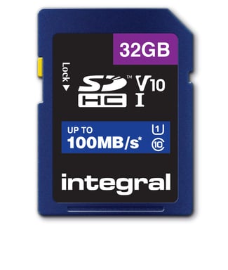 Integral 32 GB SDHC/XC V10 100MB CLASSE 10 UHS-I U1 32 GB SD ad alta velocità