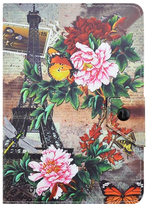 Housse Universelle Protection Tablette 7 Pouces Tour Eiffel Paris Fleurs Support Faux Cuir YONIS