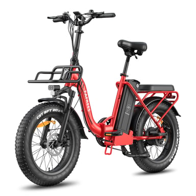 Bicicleta eléctrica plegable FAFREES F20 Max con batería LG de 48 V y 30 Ah y pantalla LCD - roja