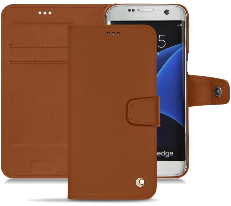 Housse cuir Samsung Galaxy S7 Edge - Rabat horizontal portefeuilleMarron