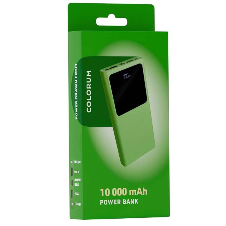 Forever Powerbank 10 000mah Usb Qc Out Et Usb-c Pd In/out Avec Micro-usb In Vert - vue 3