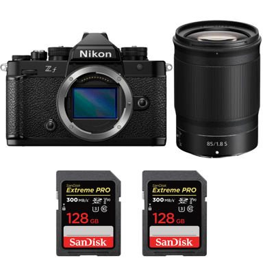 Appareil photo hybride Nikon Zf + 85mm f/1.8 S + 2 SanDisk 128GB Extreme PRO UHS-II + Ebook ''20 astuces pour des images qui claquent''