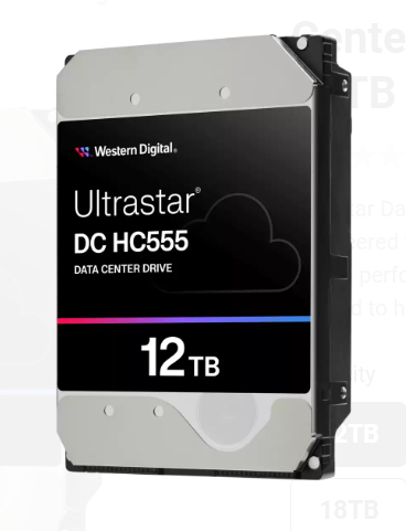 WD Ultrastar DC HC555 Disque dur Centre de données 12 To interne 3.5 SATA 6Gb/ 7200 toursmin mémoire tampon : 512 Mo - vue 2