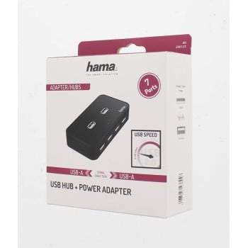 Hama 00200123 hub & concentrateur USB 2.0 480 Mbit/s Noir