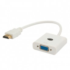 Savio CL-27B adaptador de cable de vídeo 0,1 m HDMI tipo A (Estándar) VGA (D-Sub) Blanco