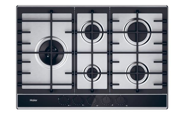 Haier Series 6 HAHG7WL5XH Negro, Acero inoxidable Integrado 74,5 cm Gas 5 zona(s)