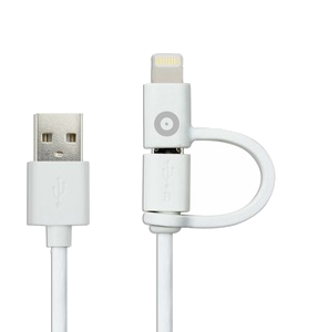 Spring Cable Cable 2 En 1 2.4A Usb/Micro-Usb/Lightning Blanc