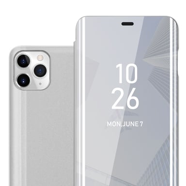 Coque pour Apple iPhone 11 PRO MAX en AGATE ARGENT Clear View Housse de protection Étui de protection miroir avec fonction de support Protection à 360 degrés