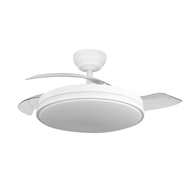 Ventilatore da Soffitto Yatek Rubia Bianco con Pale Retrattili LED 60W 6980 lm Motore DC Silenzioso 6 Velocità Telecomando Timer 107 cm