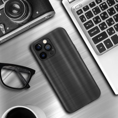 Coque pour Apple iPhone 12 PRO en Brushed Noir Housse de protection Étui en silicone TPU flexible au design brossé