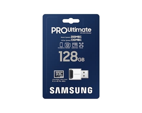TARJETA DE MEMORIA SAMSUNG 128 GB MICRO-SD PRO Ultimate con lector USB Clase 10 / MB-MY128SB/WW