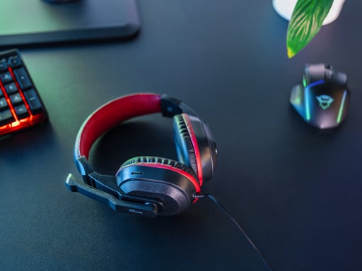 Trust 21953 auricular y casco Auriculares Alámbrico Diadema Juego Negro, Rojo