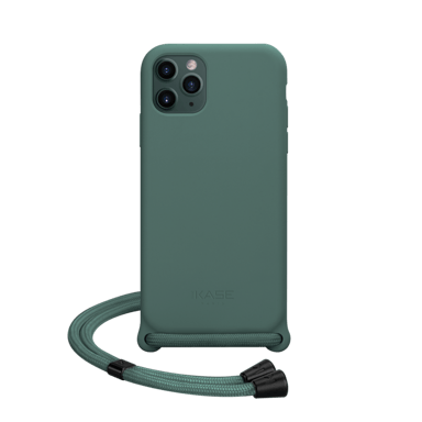 Custodia a tracolla in morbido silicone gel per Apple iPhone 11 Pro, verde muschio