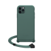 Custodia a tracolla in morbido silicone gel per Apple iPhone 11 Pro, verde muschio