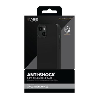 Custodia antiurto in morbido silicone gel per Apple iPhone 14 Plus, nero satinato