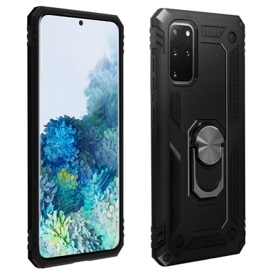 Coque pour Samsung Galaxy S20 Plus Antichoc bi-matières avec Bague Support Vidéo Noir