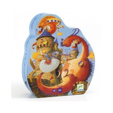 Silhouette Puzzle Valiant y el Dragón - 54 piezas para niños