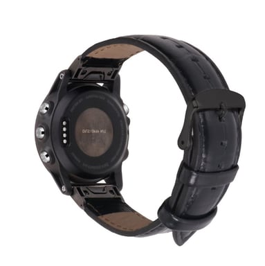 Bracelet de montre en cuir véritable pour Garmin Fenix 7X 7S Black 20 mm