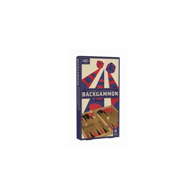 Jeu Classique Professor Puzzle Backgammon Bois Vintage – Plateau Pliable 30 Pièces - vue 3