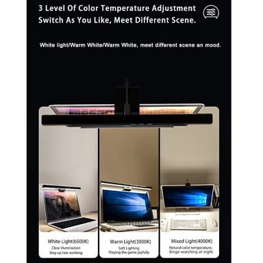 Elight I7 ordinateur portable et moniteur mince Fix lampe LED de soin des yeux 50 cm pour le bureau à domicile et l'étude noir