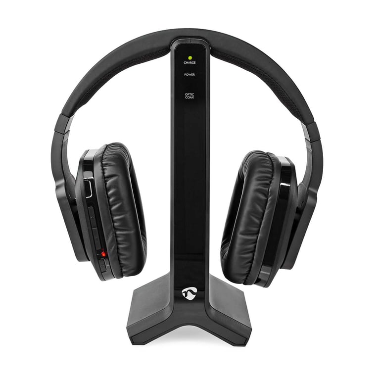 Casque TV sans Fil RF Circum-auriculaire avec Station de Charge et Portée 25 m Noir - Neuf