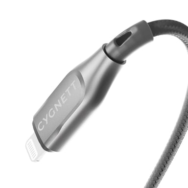 CYGNETT Cable blindado de carga y sincronización de Lightning a USB-C de 30 W de 1 m Negro